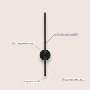 Anton 27.25" Modern Minimalist Iron Adjustable Bar Integrated LED Plug-In Sconce - JONATHAN Y